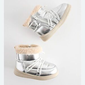 Zara Kids Silver and Tan Boots